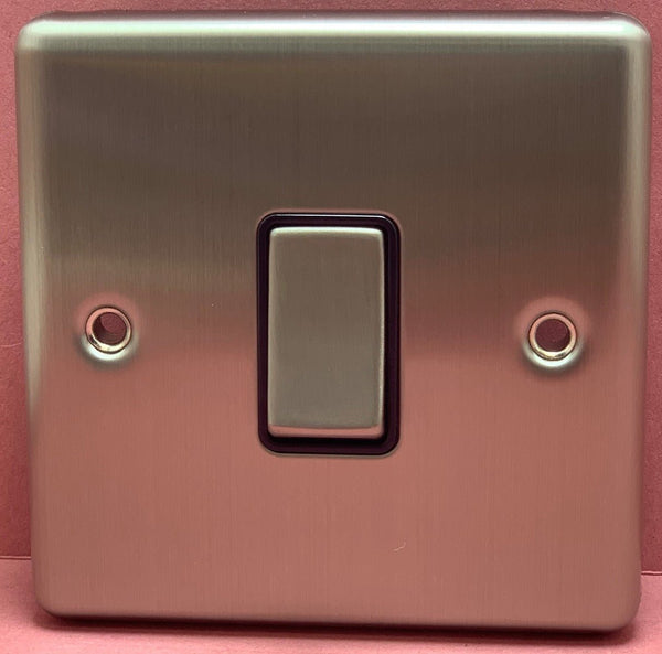 Quadrant Decor Single Light Switch 2-way 10A Satin Chrome & Black Insert - QD-3012-SC-B - Quadrant - Falcon Electrical UK