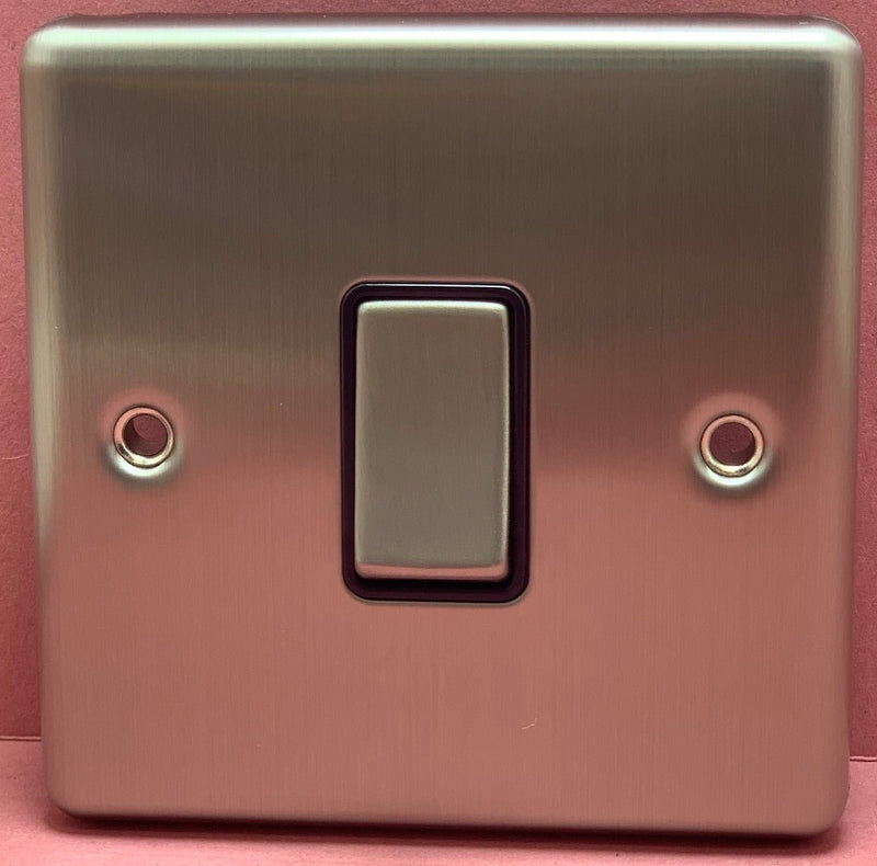 Quadrant Decor Single Light Switch 2-way 10A Satin Chrome & Black Insert - QD-3012-SC-B - Quadrant - Falcon Electrical UK