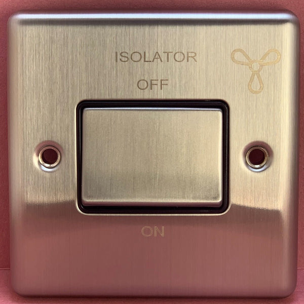 Quadrant Decor 3 Pole Fan Isolation Switch 10A Satin Chrome & Black Insert - Quadrant - Falcon Electrical UK