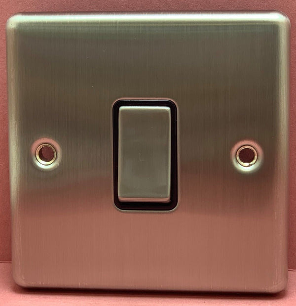 Quadrant Decor 10A 1G intermediate switch Satin Chrome & Black Insert - QD-3130-SC-B - Quadrant - Falcon Electrical UK