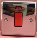 Quadrant Decor 45A Switch with Neon Single Box Size Polished Chrome & Black Insert - QD-3271-PC-B - Quadrant - Falcon Electrical UK