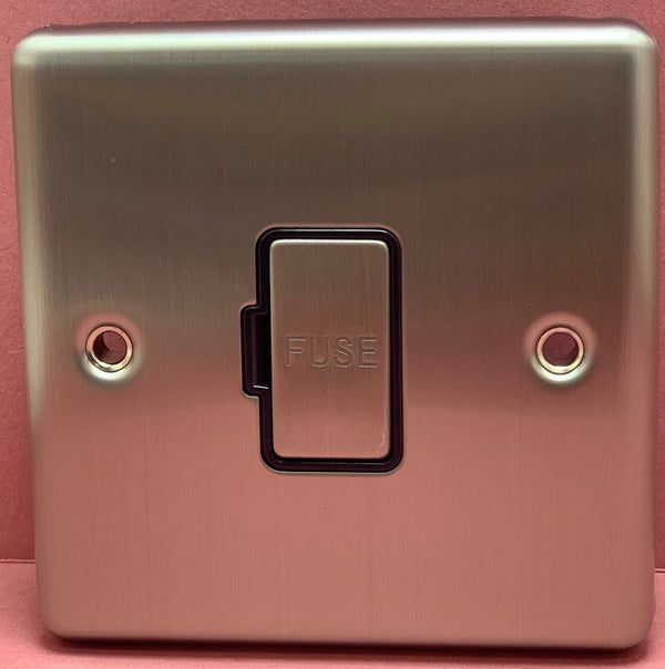 Quadrant Decor Unswitched 13A Fused Spur Satin Chrome & Black Insert - QD-4130-SC-B - Quadrant - Falcon Electrical UK