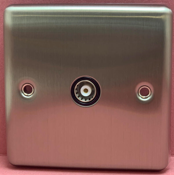 Quadrant Decor 1G TV Socket Non-isolated in Satin Chrome QD-4321-SC-B - Quadrant - Falcon Electrical UK