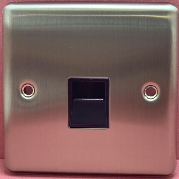 Quadrant Decor Tel Skt 2G Secondary Satin Chrome & Black Insert - QD-4391-SC-B - Quadrant - Falcon Electrical UK