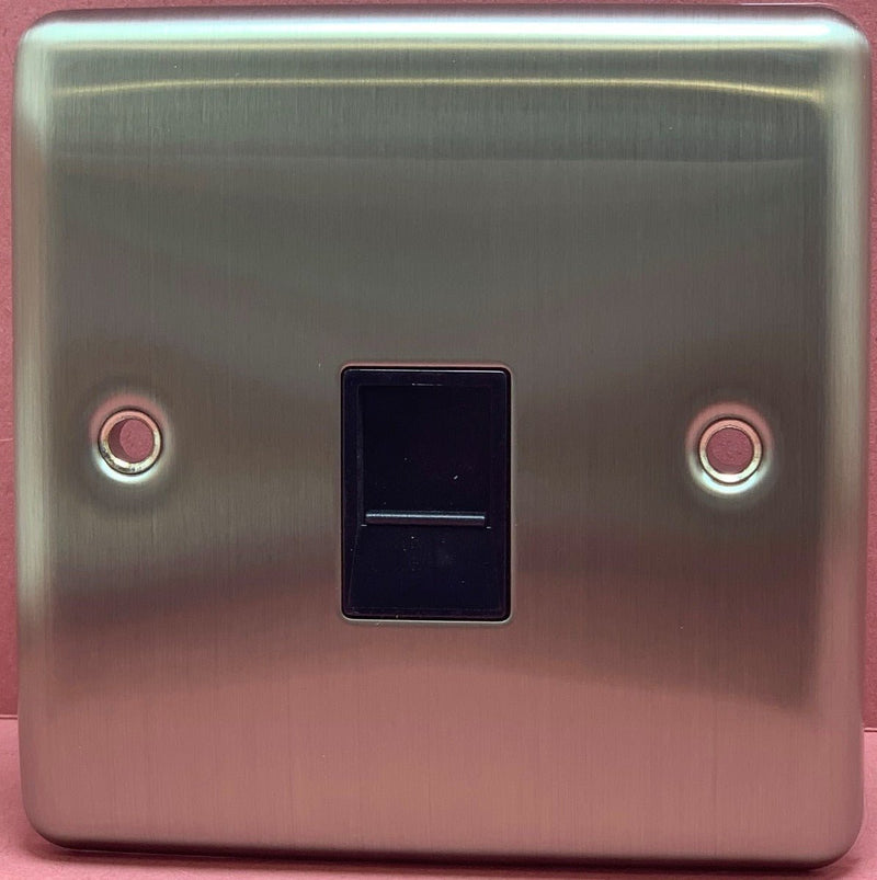 Quadrant Decor 1 Gang RJ45 Socket, Cat5 Satin Chrome & Black Insert ...