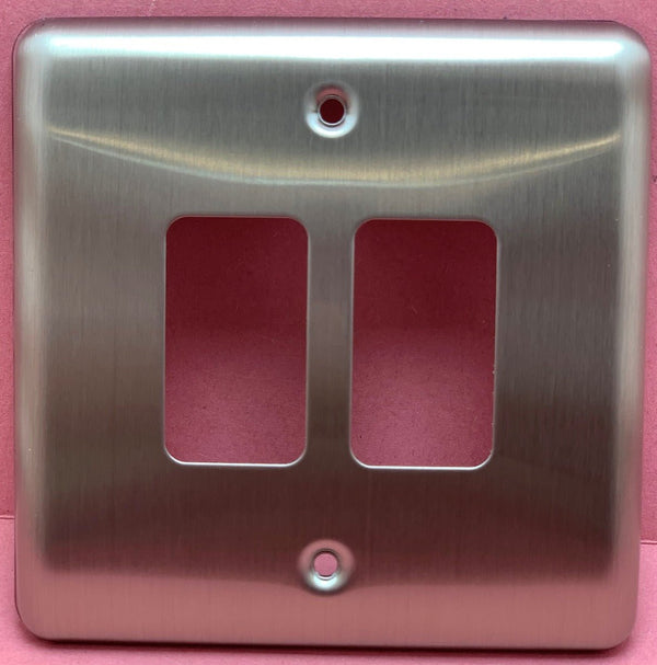 Quadrant Decor 2 Gang Front Plate in Satin Chrome - QD-G2-SC-B - Quadrant - Falcon Electrical UK