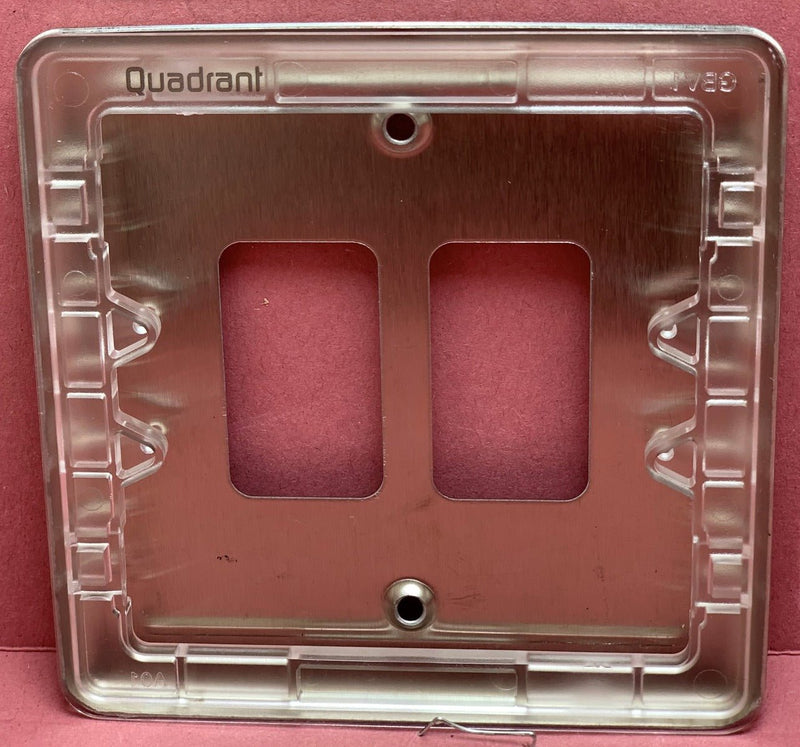 Quadrant Decor 2 Gang Front Plate in Satin Chrome - QD-G2-SC-B - Quadrant - Falcon Electrical UK