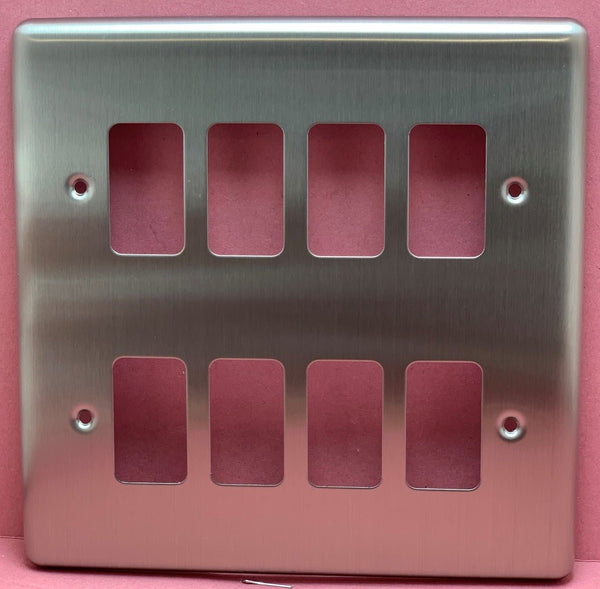 Quadrant Decor 8 Gang Front Plate in Satin Chrome - QD-G8-SC-B - Quadrant - Falcon Electrical UK