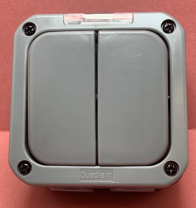 Quadrant Weatherproof 2 Gang 2-Way Switch IP65 Rating - QD-IP65R22 - Quadrant - Falcon Electrical UK
