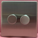 Quadrant Screwless 400W 2 Gang 2 Way Dimmer in Chrome - QSS3504-22SC-B - Quadrant - Falcon Electrical UK