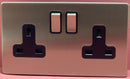Quadrant Screwless 13A 2 Gang Switched Socket, Double Pole, Chrome - QSS4100SC-B