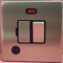 Quadrant QSS4221SC-B Srewless Swi. 13A Fused Spur w- Neon & Flex Outlet Satin Chrome - Quadrant - Falcon Electrical UK