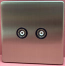 Quadrant Screwless 2 Gang Isolated TV Socket in Chrome - QSS4325SC-B - Quadrant - Falcon Electrical UK