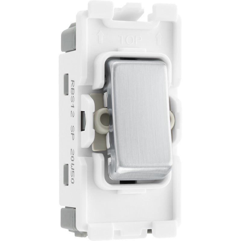 BG RBS12 Nexus Brushed Steel Grid 20AX Switch 2W, Single Pole - BG - Falcon Electrical UK