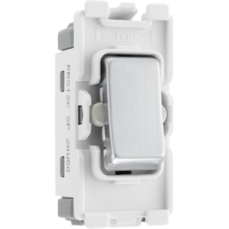 BG RBS12C Nexus Brushed Steel Grid 20AX Switch 2W, Single Pole, Control Off - BG - Falcon Electrical UK