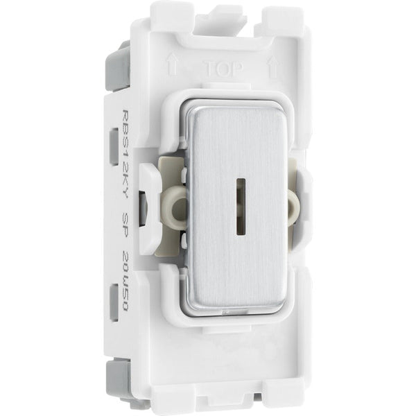 BG RBS12KY Nexus Brushed Steel Grid 20AX Sc Key Switch 2W, Single Pole - BG - Falcon Electrical UK