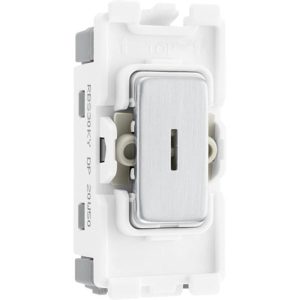 BG RBS30KY Nexus Brushed Steel Grid 20AX Sc Key Switch Double Pole - BG - Falcon Electrical UK