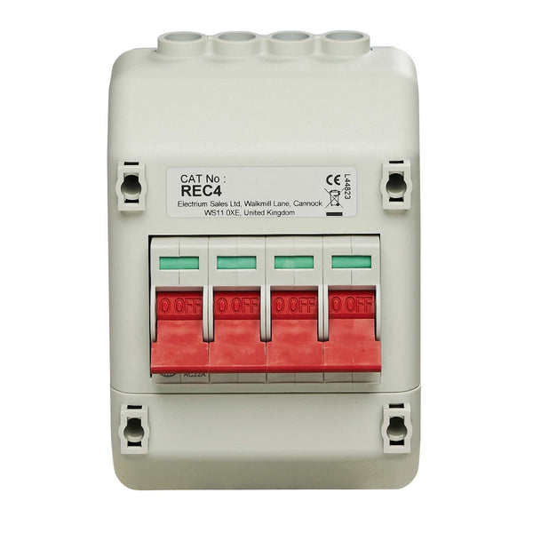 Wylex REC4 Enclosed, Insulated, 100A 4P Supply Isolator - Wylex - Falcon Electrical UK