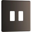 BG RFBN2 Nexus Black Nickel 2-Module Grid Front Plate - Screwless - BG - Falcon Electrical UK