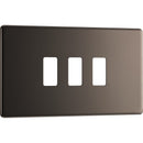 BG RFBN3 Nexus Black Nickel 3-Module Grid Front Plate - Screwless - BG - Falcon Electrical UK
