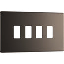 BG RFBN4 Nexus Black Nickel 4-Module Grid Front Plate - Screwless - BG - Falcon Electrical UK