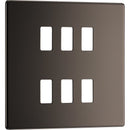 BG RFBN6 Nexus Black Nickel 6-Module Grid Front Plate - Screwless - BG - Falcon Electrical UK