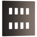 BG RFBN8 Nexus Black Nickel 8-Module Grid Front Plate - Screwless - BG - Falcon Electrical UK