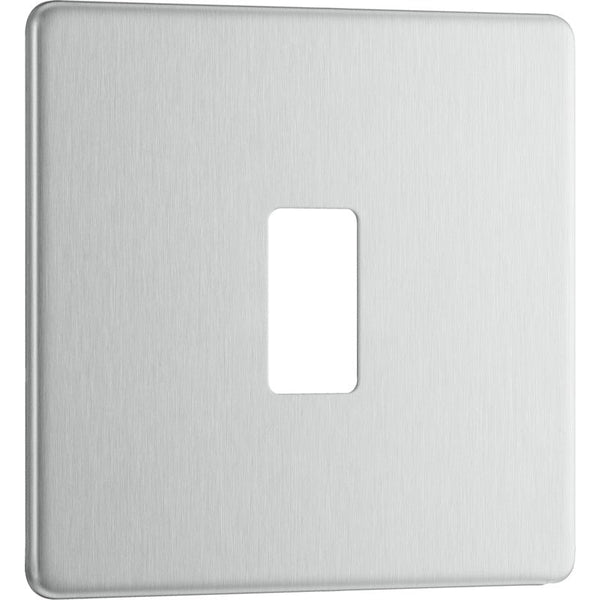 BG RFBS1 Nexus Brushed Steel 1-Module Grid Front Plate - Screwless - BG - Falcon Electrical UK