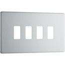 BG RFBS4 Nexus Brushed Steel 4-Module Grid Front Plate - Screwless - BG - Falcon Electrical UK