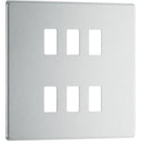 BG RFBS6 Nexus Brushed Steel 6-Module Grid Front Plate - Screwless - BG - Falcon Electrical UK