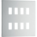 BG RFBS8 Nexus Brushed Steel 8-Module Grid Front Plate - Screwless - BG - Falcon Electrical UK