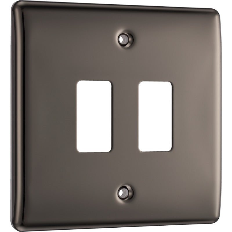 BG RNBN2 Black Nickel 2-Module Front Plate - BG - Falcon Electrical UK