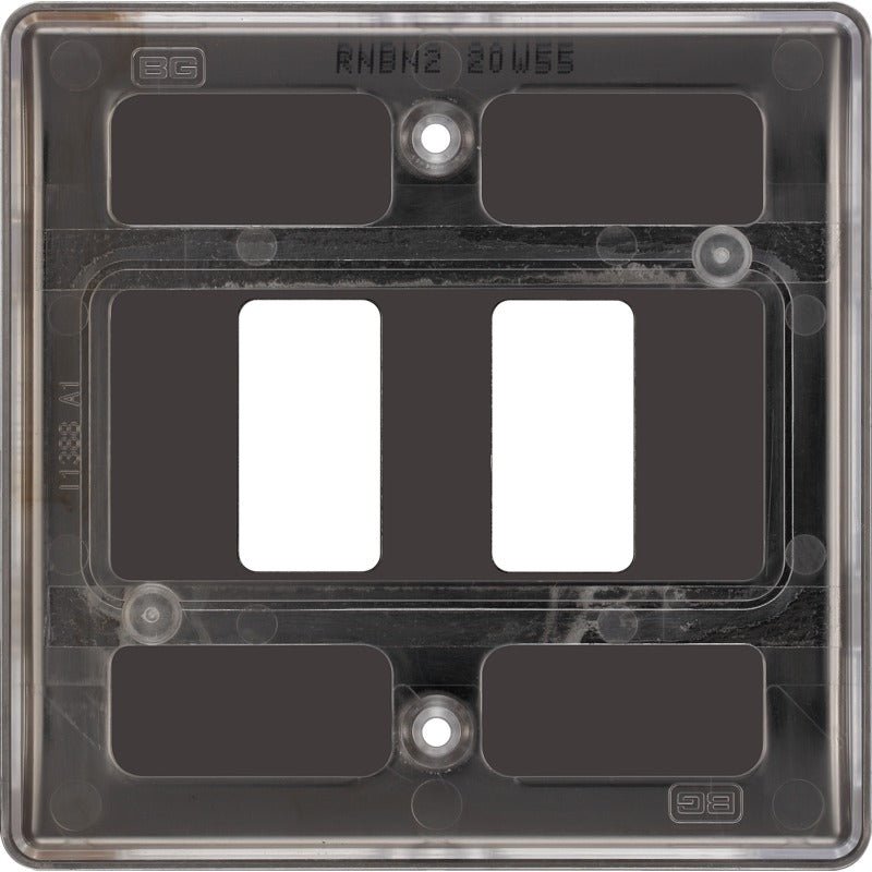 BG RNBN2 Black Nickel 2-Module Front Plate - BG - Falcon Electrical UK