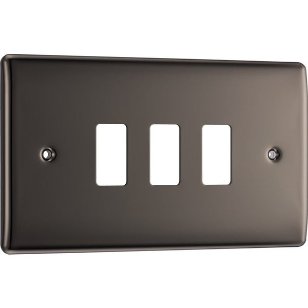 BG RNBN3 Nexus Black Nickel 3-Module Front Plate - BG - Falcon Electrical UK