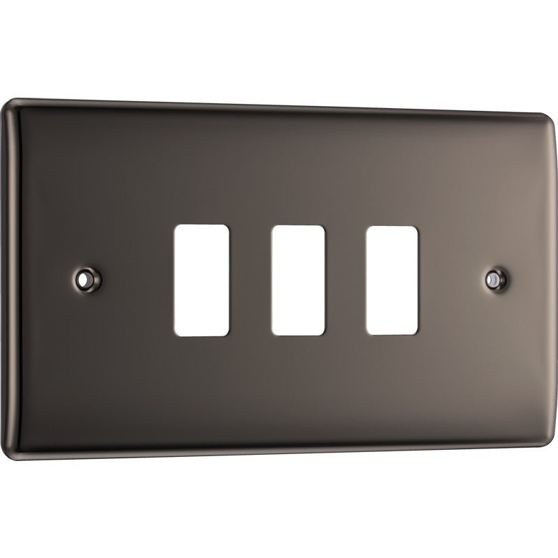 BG RNBN3 Nexus Black Nickel 3-Module Front Plate - BG - Falcon Electrical UK