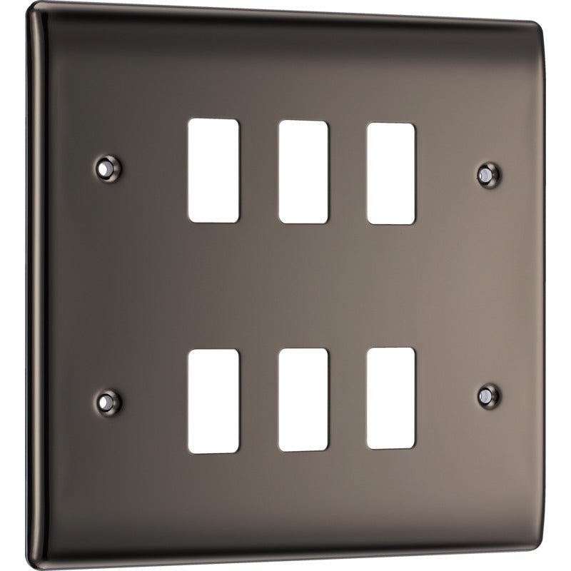 BG RNBN6 Nexus Black Nickel 6-Module Front Plate - BG - Falcon Electrical UK