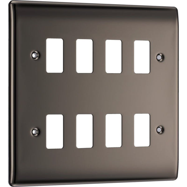 BG RNBN8 Nexus Black Nickel 8-Module Front Plate - BG - Falcon Electrical UK