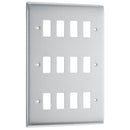 BG RNBS12 Nexus Brushed Steel 12-Module Front Plate - BG - Falcon Electrical UK
