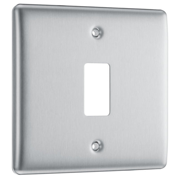 BG RNBS1 Nexus Brushed Steel 1-Module Front Plate - BG - Falcon Electrical UK