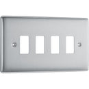 BG RNBS4 Nexus Brushed Steel 4-Module Front Plate - BG - Falcon Electrical UK