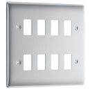 BG RNBS8 Nexus Brushed Steel 8-Module Front Plate - BG - Falcon Electrical UK