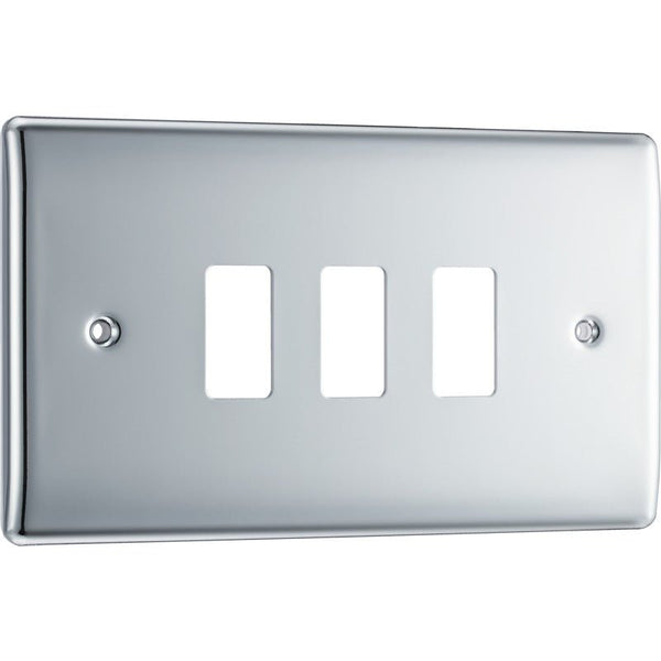 BG RNPC3 Nexus Polished Chrome 3-Module Front Plate - BG - Falcon Electrical UK