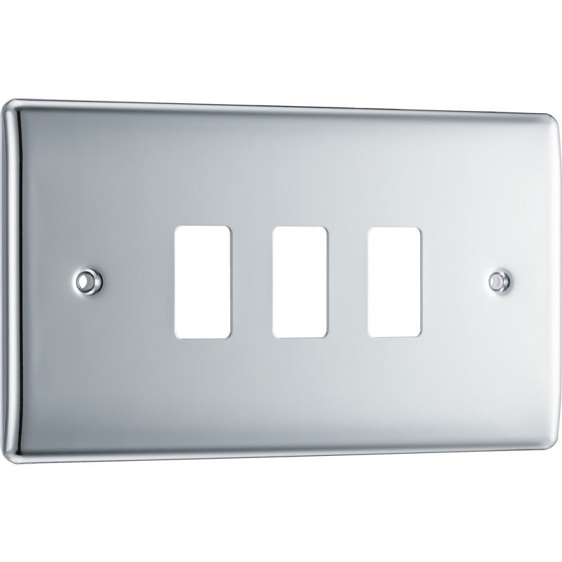 BG RNPC3 Nexus Polished Chrome 3-Module Front Plate - BG - Falcon Electrical UK