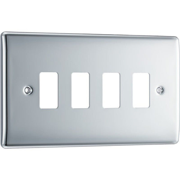 BG RNPC4 Nexus Polished Chrome 4-Module Front Plate - BG - Falcon Electrical UK