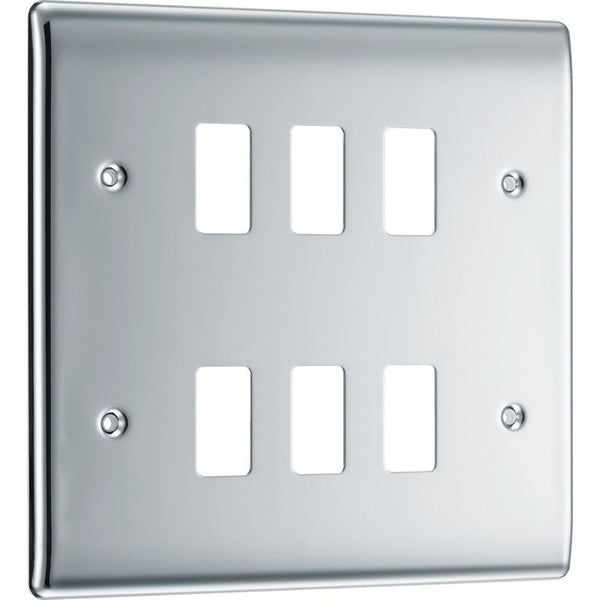 BG RNPC6 Nexus Polished Chrome 6-Module Front Plate - BG - Falcon Electrical UK