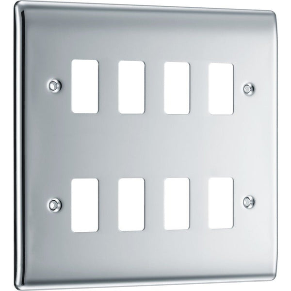 BG RNPC8 Nexus Polished Chrome 8-Module Front Plate - BG - Falcon Electrical UK