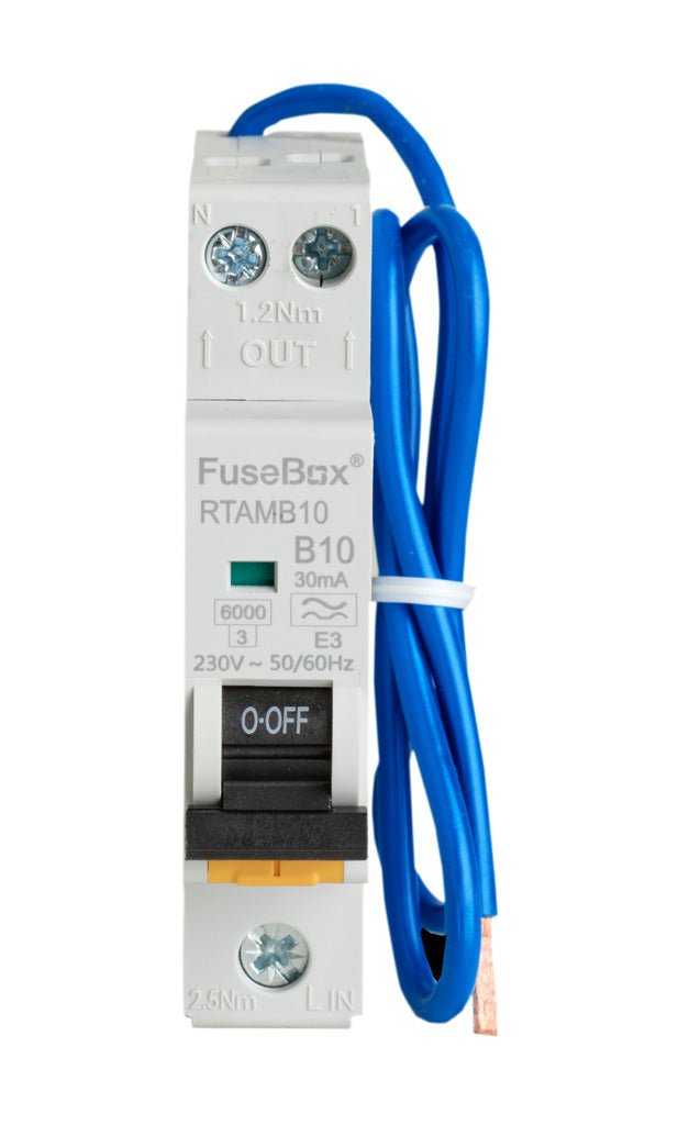 Fusebox RTAMB10 10A Mini-RCBO 6kA 2 pole (B Curve) Type A - Fusebox - Falcon Electrical UK