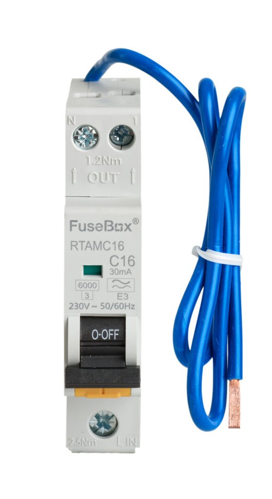 Fusebox RTAMC16 16A Mini-RCBO 6kA 2 pole (C Curve) Type A - Fusebox - Falcon Electrical UK