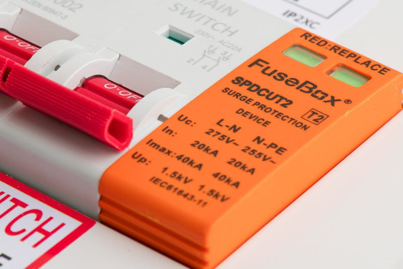 Fusebox SPDCUKITT2 T2 Surge Protection Device (18mm) With 32a MCB And Cables - Fusebox - Falcon Electrical UK