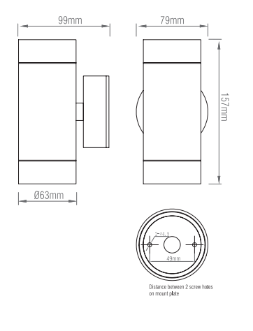 Saxby ST5008BK 7W Odyssey Black 2-Light Wall Light - Saxby - Falcon Electrical UK
